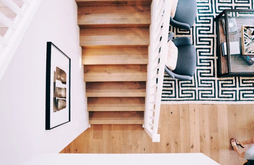 Wooden Descending Staircase - What is boho style home decor?