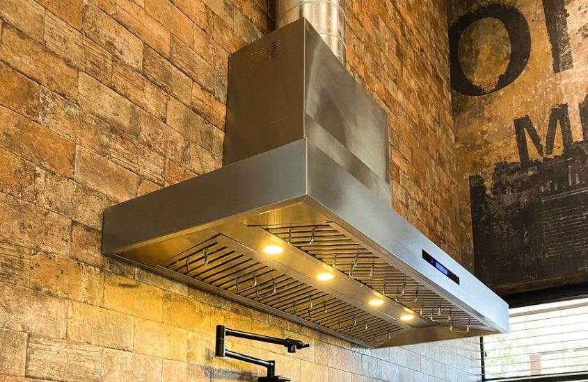 Range Hood with Visible Ductwork