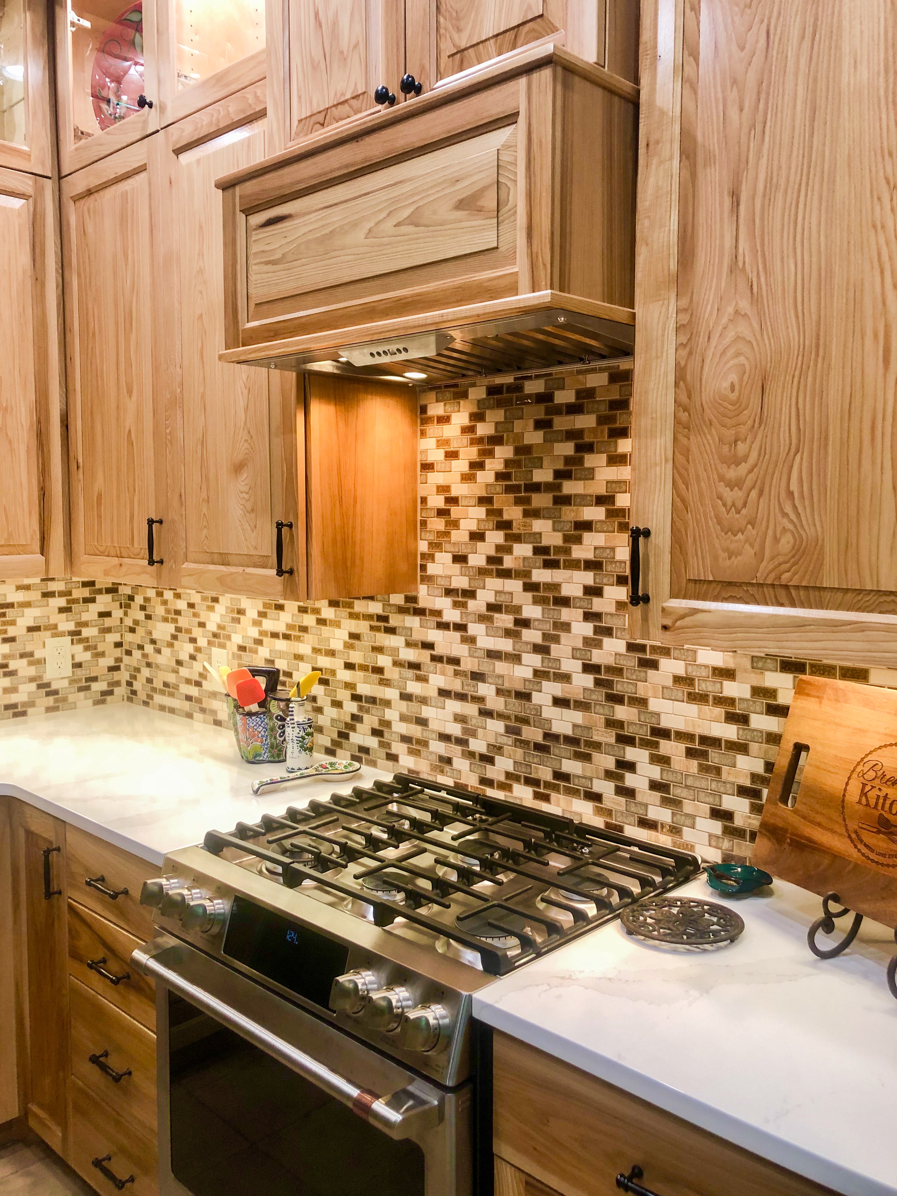 Wooden Cabinets with Marble countertops