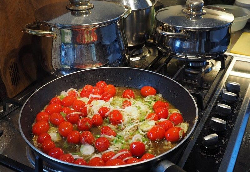 Frying Pan with Tomatoes