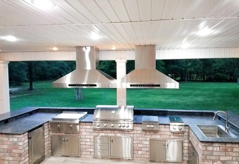 Two range hoods and patio cover