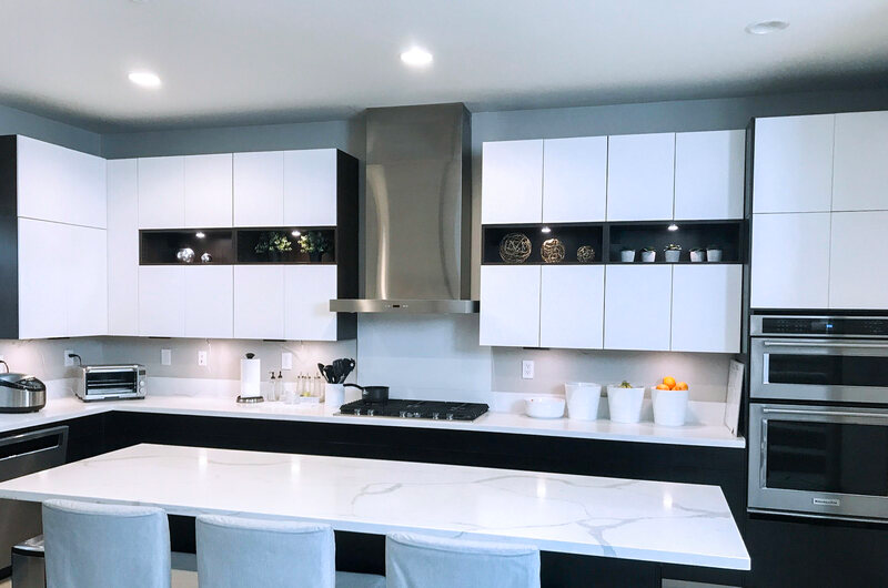 Flat panel cabinets in modern kitchen