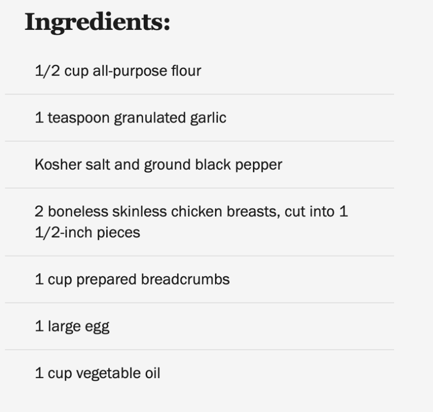 Ingredients - Homemade Chicken Nuggets