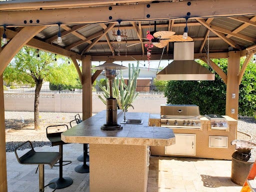 Outdoor Kitchen Over Stainless Steel Grill