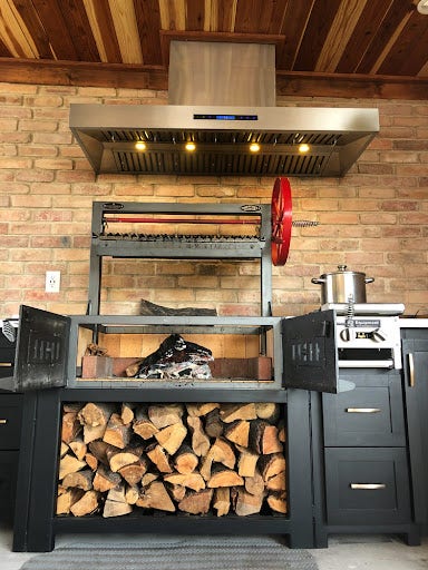 PLFW 755 wall hood over grill with firewood