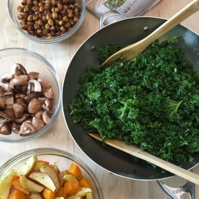 Bowl of freshly cut kale with other ingredients - How to revive wilted kale