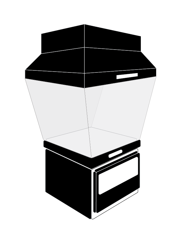 Effective Capture Area of a range hood relative to a stove. 