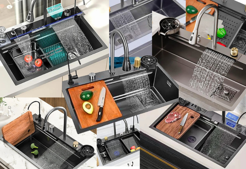 a number of waterfall kitchen sinks