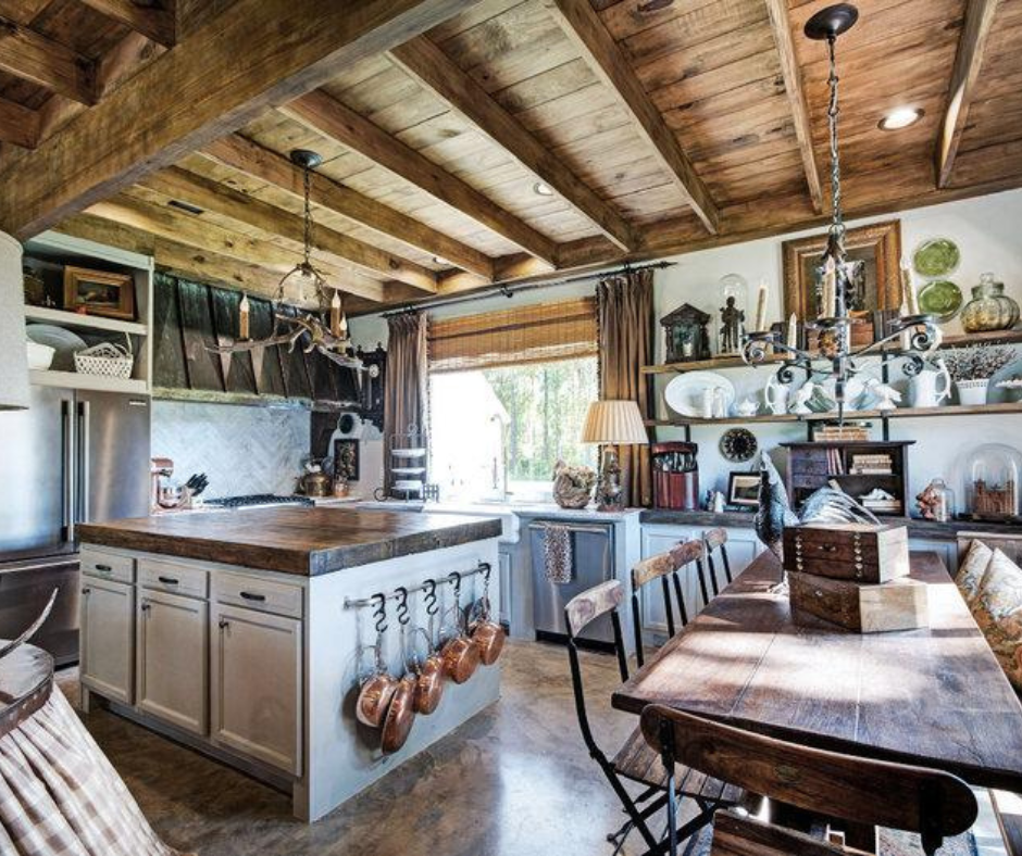 Rustic Wood Hood in Large Kitchen