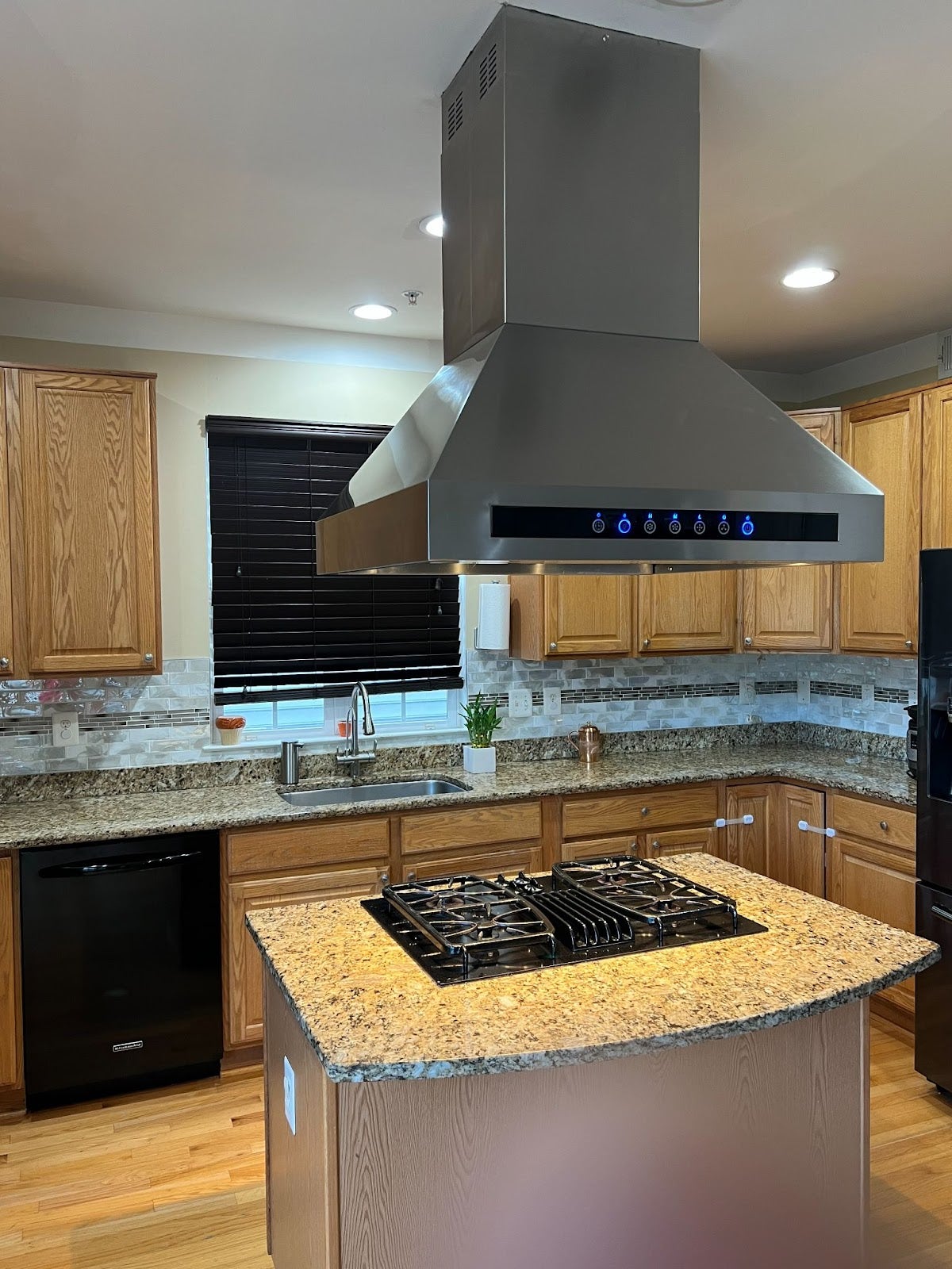 Open kitchen featuring a Proline range hood and stainless steel appliances. - Proline Range Hoods - prolinerangehoods.com 